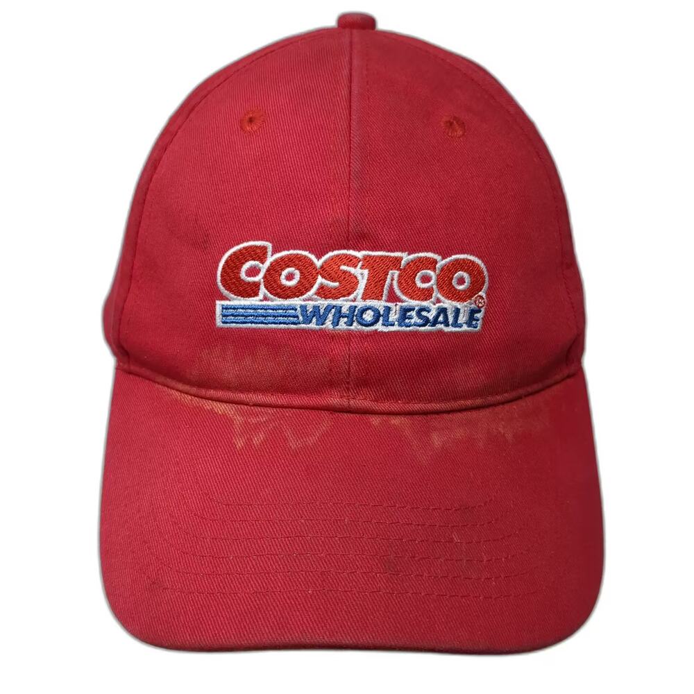 Costco Wholesale Baseball Cap Red Cotton Adjustable Slideback Hat One Size